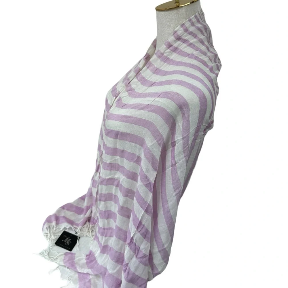 Lavender Purple and White Stripe Lightweight Scarf Wrap